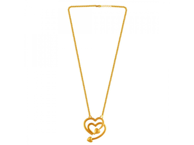 22K Gold Chain Pendant | Interlooped Heart shaped | PC Chandra ...