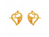 Charming 22K Heart Shape Gold Stud Earrings With Intricate Details