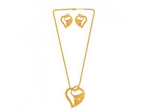 Charming Heart Shape 22k Gold Jewellery Set With Intricate Detail