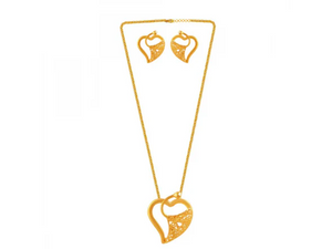 Charming Heart Shape 22k Gold Jewellery Set With Intricate Detail