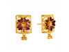 Distinctively Designed Flower Shape 22K Gold Earrings In Meenakari Style