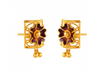 Distinctively Designed Flower Shape 22K Gold Earrings In Meenakari Style