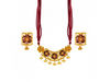 Gorgeous Square Shape 22K Gold Jewellery Set Adorned With A Meenakari Flower 