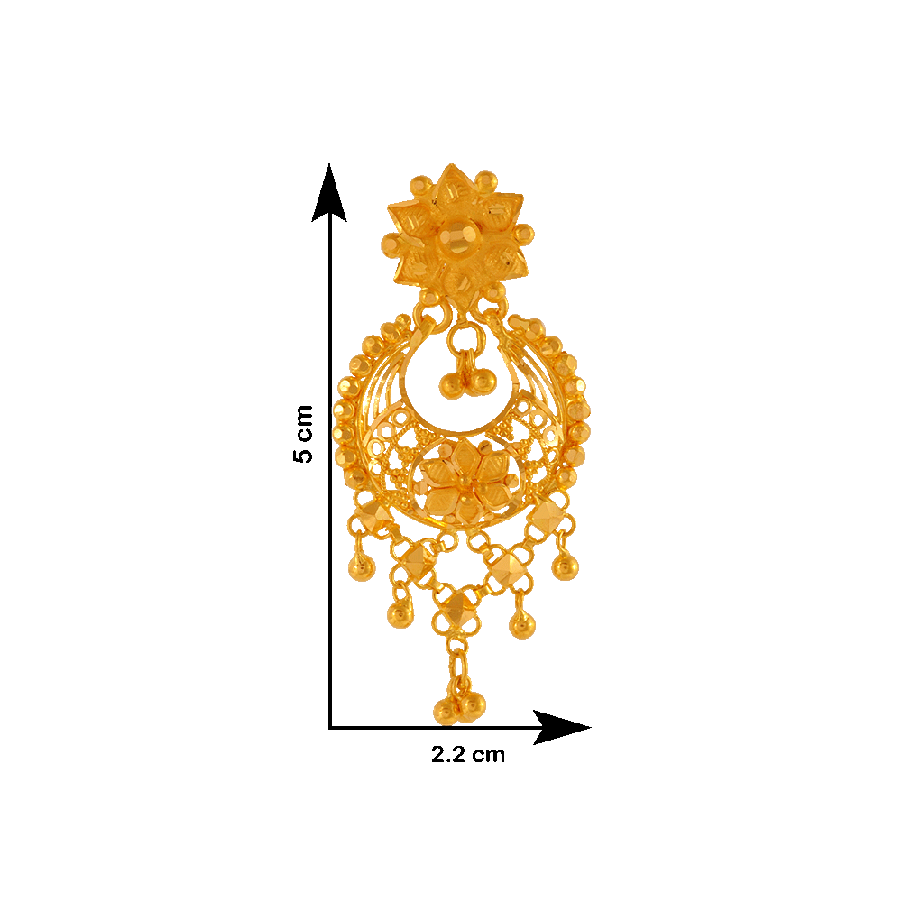22KT Yellow Gold Chandbali Earrings for Women