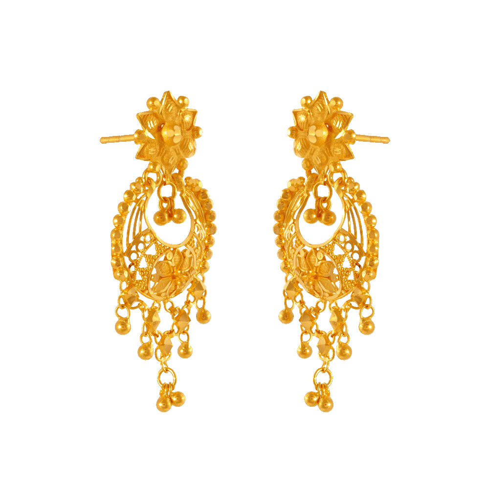22KT Yellow Gold Chandbali Earrings for Women
