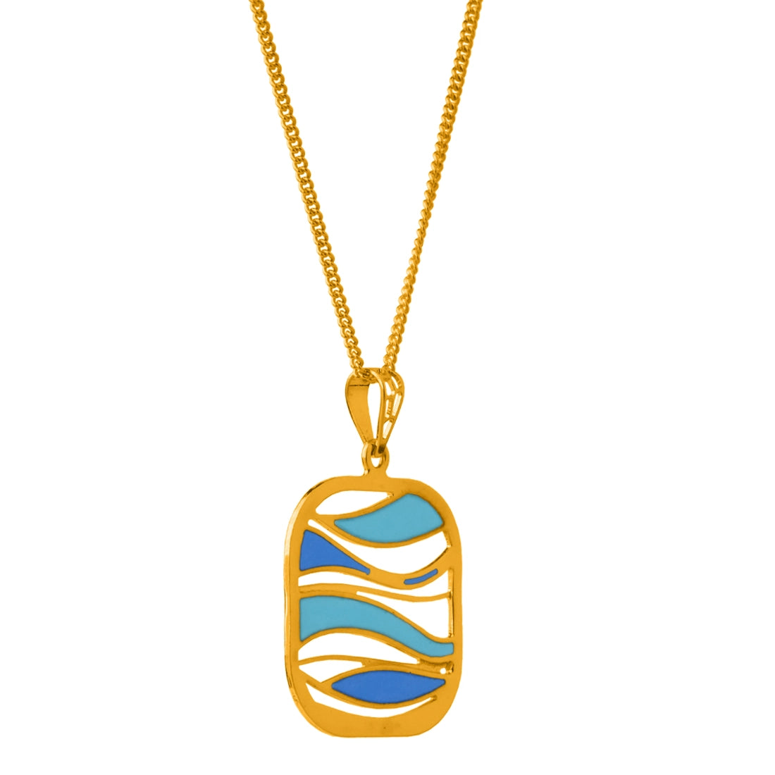 22KT (916) Yellow Gold Wave Enamel Pendant (Without Chain) With Matching Earrings