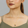 22KT (916) Yellow Gold Geometric Color Split Heart Pendant (Without Chain) With Earrings