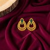 22KT (916) Yellow Gold Teal Accent Stud Earrings