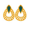 22KT (916) Yellow Gold Teal Accent Stud Earrings