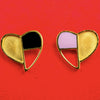 22KT (916) Yellow Gold Geometric Color Split Heart Earrings