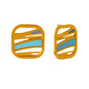 22KT (916) Yellow Gold Blue Wave Design Earrings