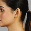 22KT (916) Yellow Gold Blue Wave Design Earrings