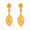 22KT (916) Yellow Gold Abstract Leaf Design Drop Earrings
