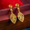 22KT (916) Yellow Gold Abstract Leaf Design Drop Earrings