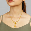 22KT (916) Yellow Gold Modern Two-Layer Necklace with Abstract Charm Details