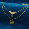 22KT (916) Yellow Gold Modern Two-Layer Necklace with Abstract Charm Details