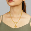 22KT (916) Yellow Gold Modern Two-Layer Necklace with Geometric Charm Details