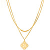 22KT (916) Yellow Gold Modern Two-Layer Necklace with Geometric Charm Details