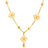 22KT (916) Yellow Gold Elegant Openwork Flower Necklace with Drop Pendant and Beads