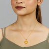 22KT (916) Yellow Gold Cutout Heart Pendant with Teal Inlay (Without Chain)