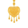 22KT (916) Yellow Gold Heart Shape Gold Maang Tika With Multiple Danglers