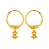 22KT (916) Yellow Gold Floral Hoop Jhumka Earrings