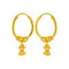 22KT (916) Yellow Gold Floral Hoop Jhumka Earrings