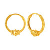 22KT (916) Yellow Gold Carved Hoop Earrings And Unique Bead Design