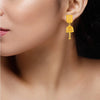 22KT (916) Yellow Gold Square Top Jhumka Gold Earrings