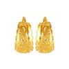 22KT (916) Yellow Gold Floral Motif Hoop Earrings With An Elegant Carved Design