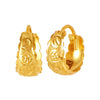 22KT (916) Yellow Gold Floral Motif Hoop Earrings With An Elegant Carved Design