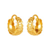 22KT (916) Yellow Gold Floral Motif Hoop Earrings With An Elegant Carved Design