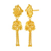 22KT (916) Yellow Gold Jhumka Earrings With Swinging Beaded Chains