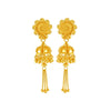 22KT (916) Yellow Gold Jhumka Earrings With Chain Tassels