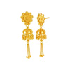 22KT (916) Yellow Gold Jhumka Earrings With Chain Tassels