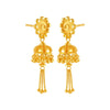 22KT (916) Yellow Gold Jhumka Earrings With Chain Tassels