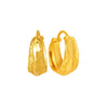 22KT (916) Yellow Gold Textured Hoop Earrings With Geometric Patterns