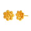 22KT (916) Yellow Gold Floral Stud Earrings With Textured Petals