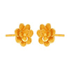 22KT (916) Yellow Gold Floral Stud Earrings With Textured Petals