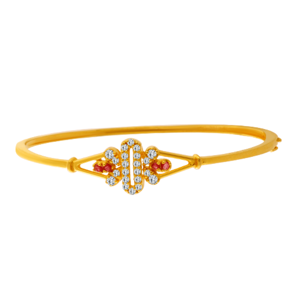 22KT Yellow Gold and American Diamond Bangle for Women