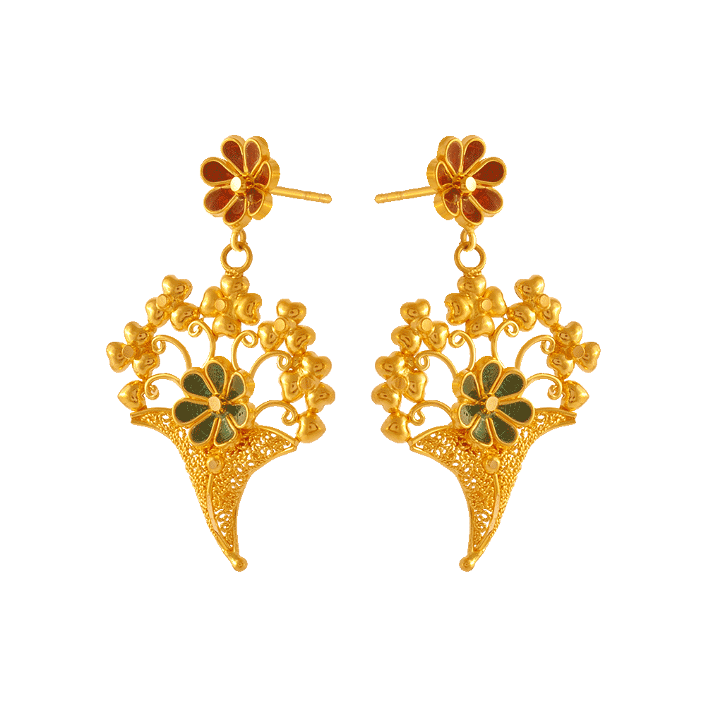 22KT Yellow Gold Jhumki Earrings for Women