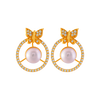 22KT Yellow Gold and American Diamond Stud Earrings for Women