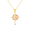 22KT (916) Yellow Gold, American Diamond and Ruby Pendant for Women