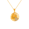 22KT (916) Yellow Gold, American Diamond and Emerald Pendant for Women