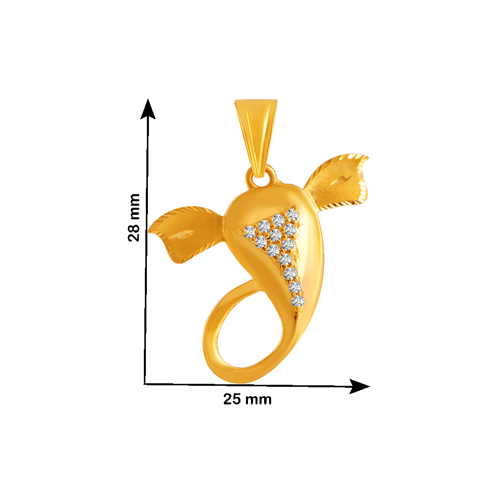 22KT Yellow Gold and American Diamond Pendant for Women