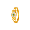 22KT Yellow Gold, American Diamond and Emerald Ring for Women