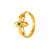 22KT Yellow Gold, American Diamond and Emerald Ring for Women