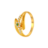 22KT Yellow Gold, American Diamond and Emerald Ring for Women