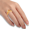 22KT Yellow Gold, American Diamond and Ruby Ring for Women