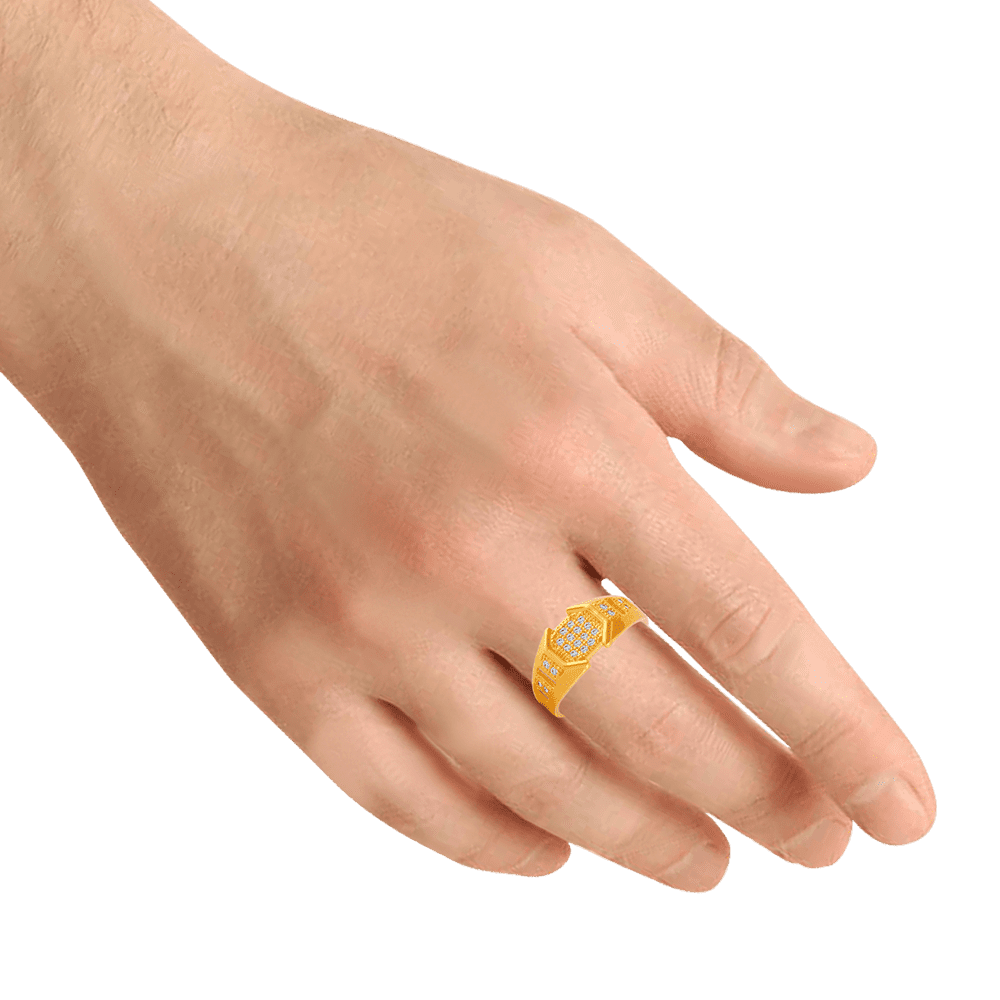 22KT Yellow Gold and American Diamond Ring for Men